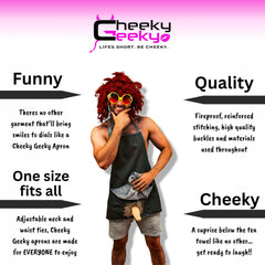 Cheeky Geeky “Funny Sheep” Funny Aprons for Women & Men – Durable Party Chef Apron with Plush Surprise, Hilarious French Maid, Waterproof & Adjustable Kitchen, Work, Painting & BBQ Apron