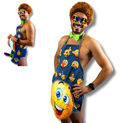 Cheeky Geeky “Eggplant” Funny Emoji Aprons for Women & Men – Durable Party Chef Apron with Plush Surprise, Hilarious French Maid, Waterproof & Adjustable Kitchen, Work, Painting & BBQ Apron